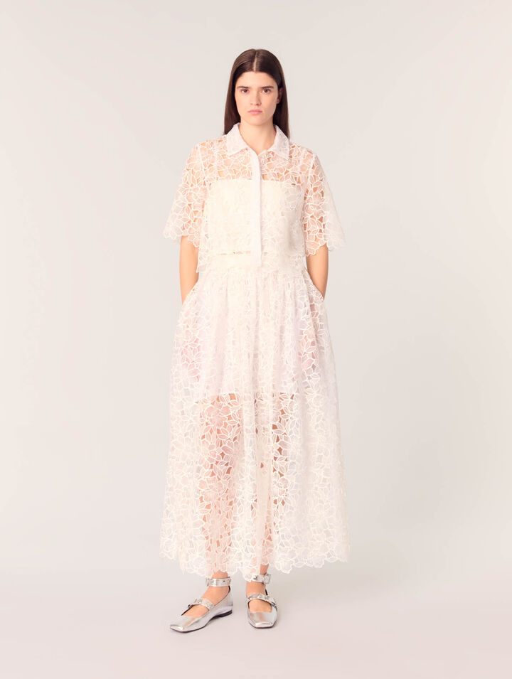 Chemise courte en guipure à fleurs