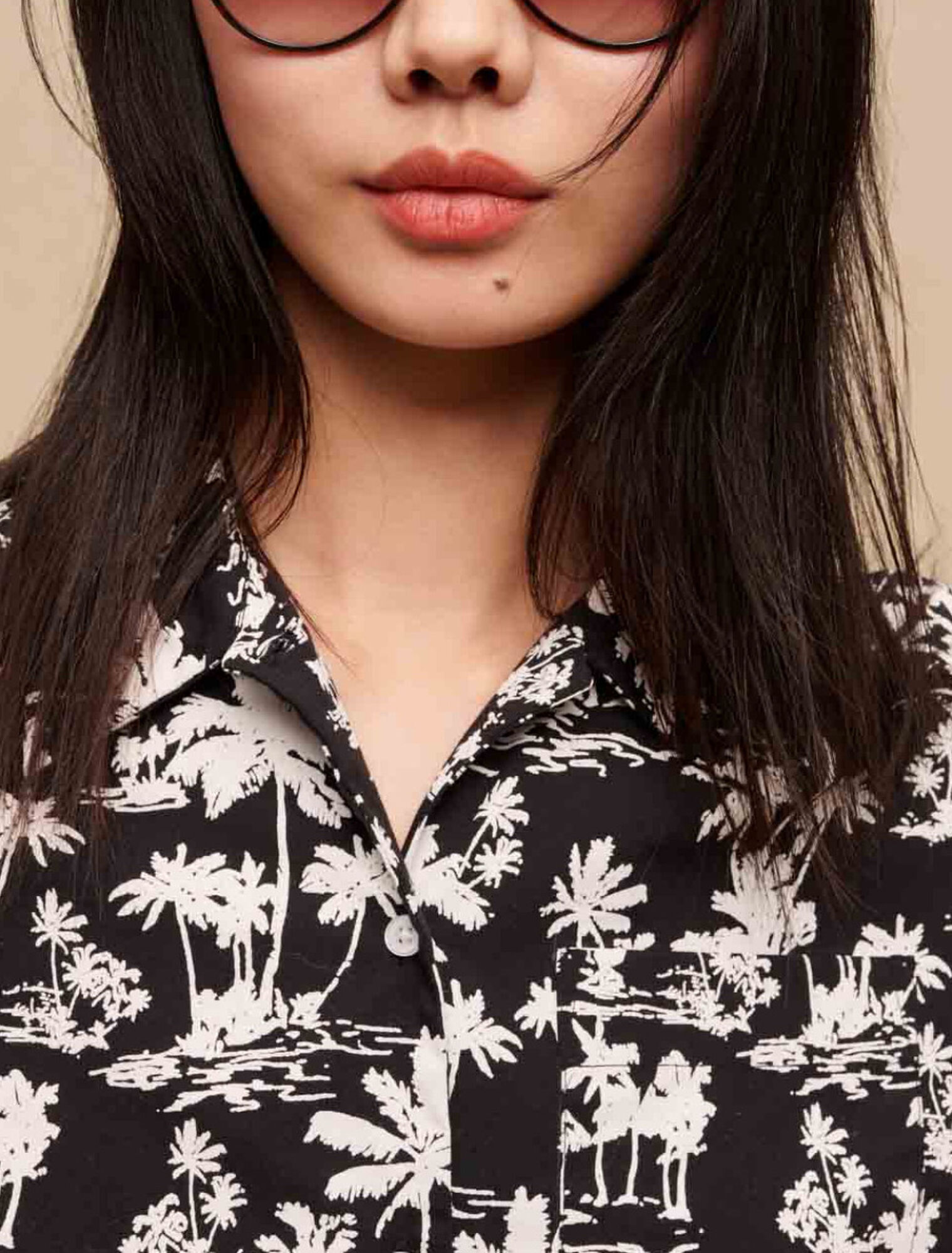 Chemise courte imprimé palmiers
