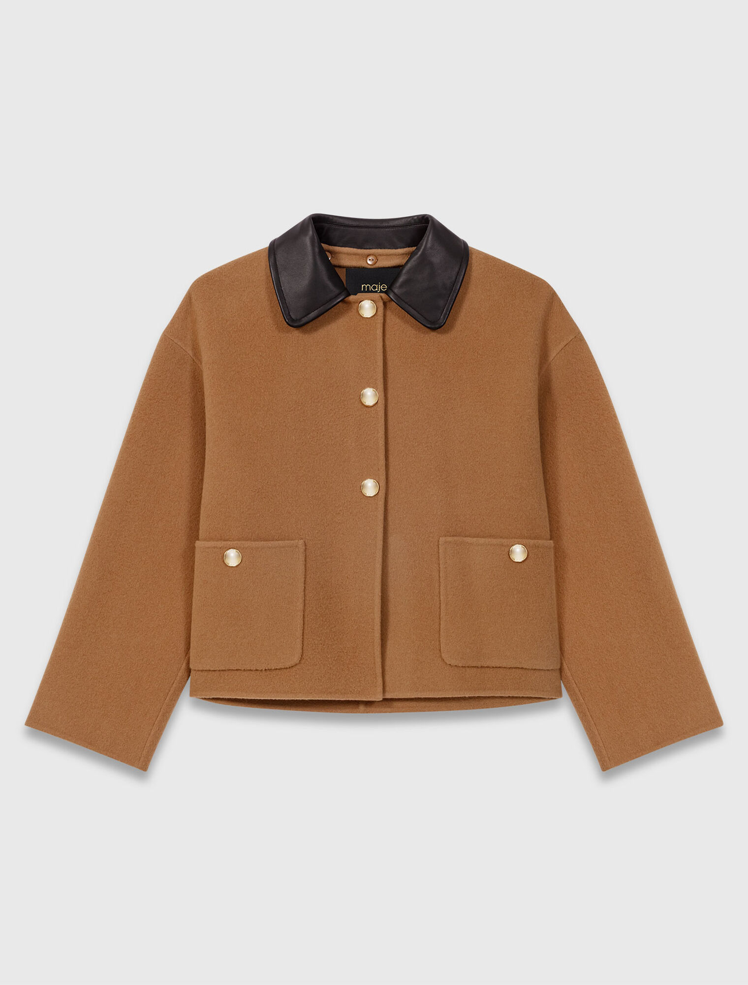 Manteau double face et col en cuir