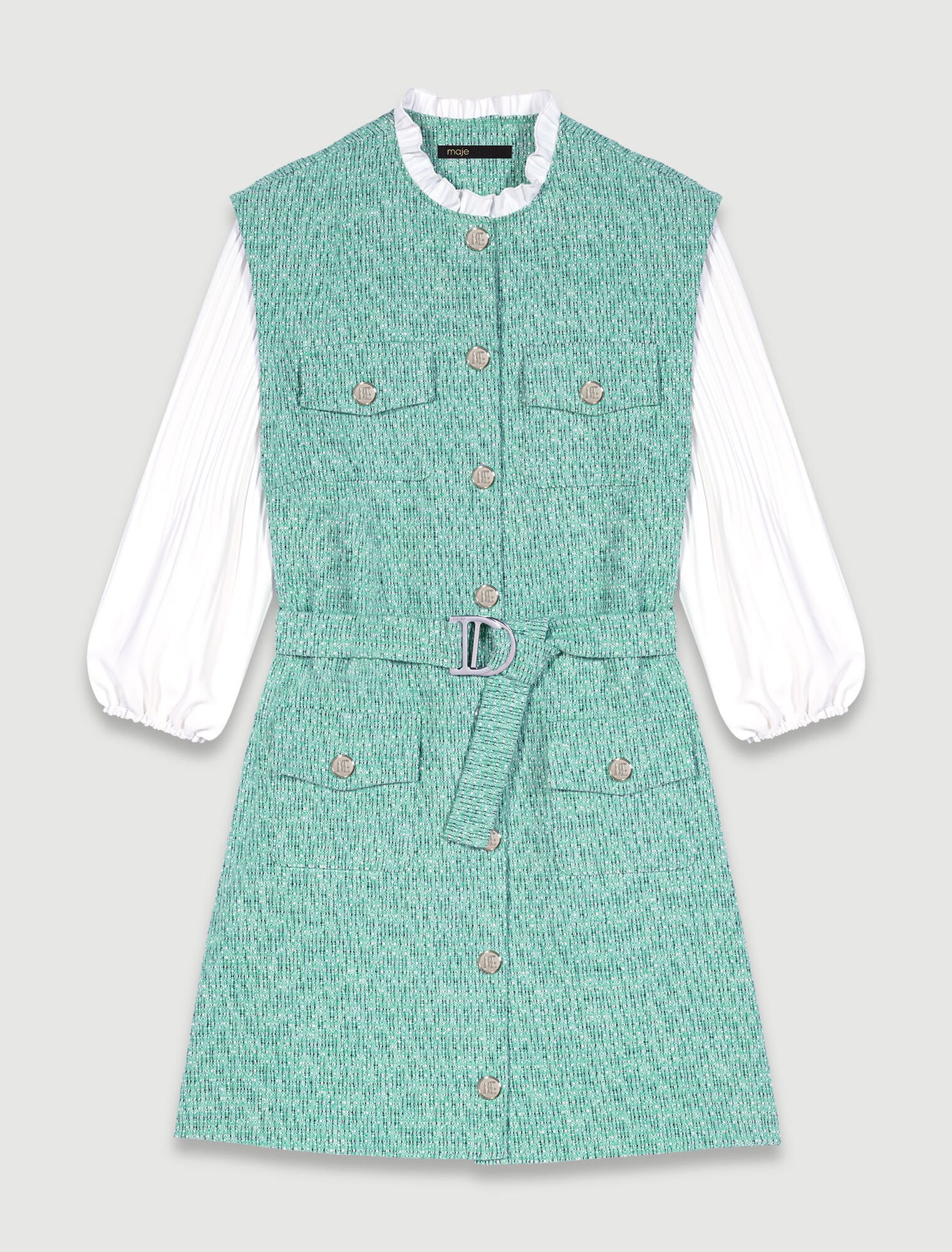 Robe bimatière en tweed