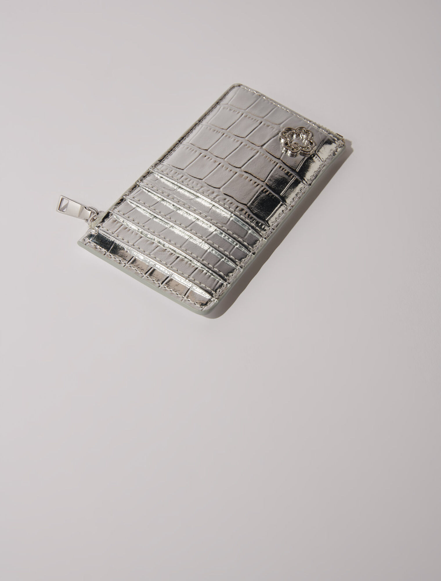 Porte carte en cuir embossé croco