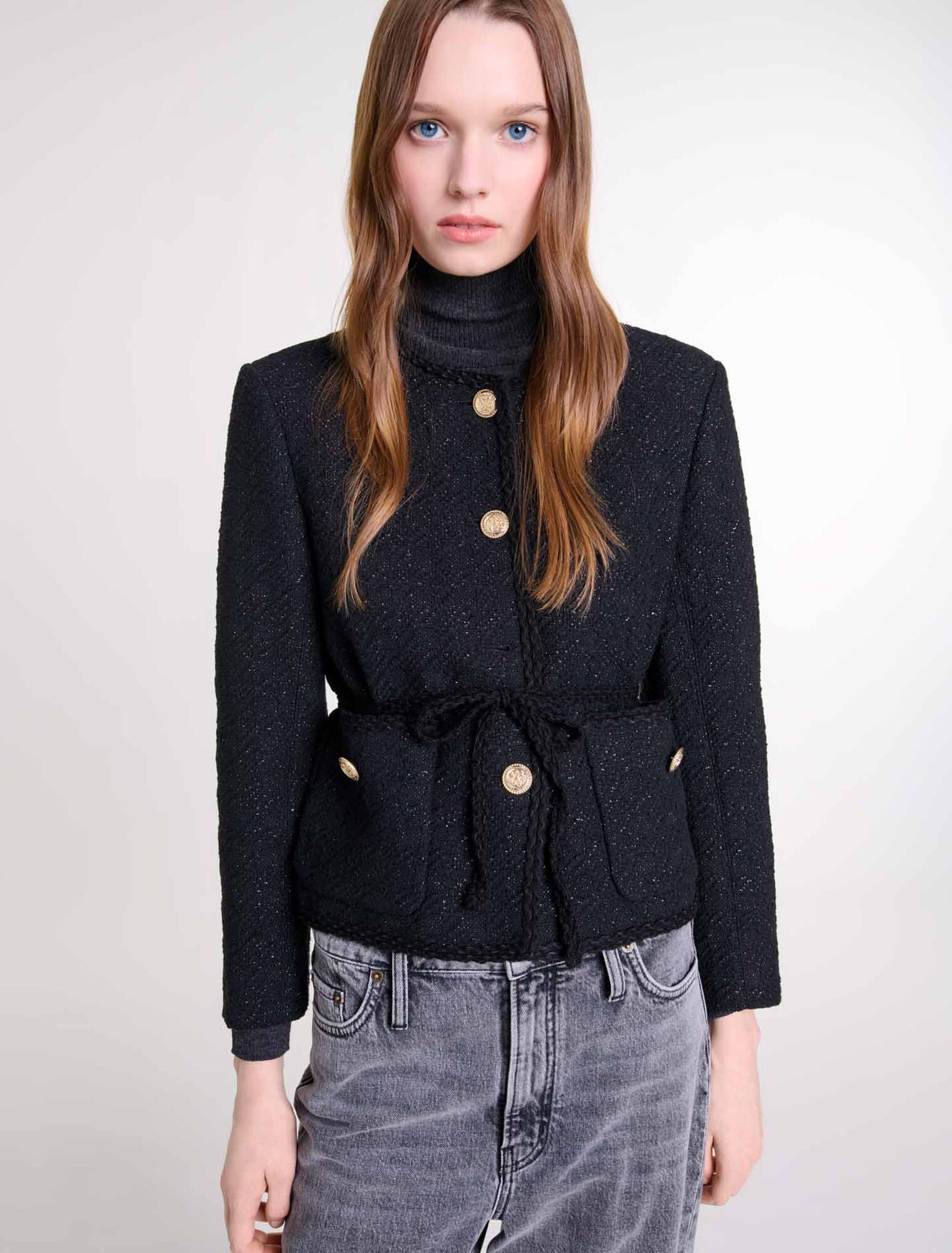 Veste ceinturée en tweed