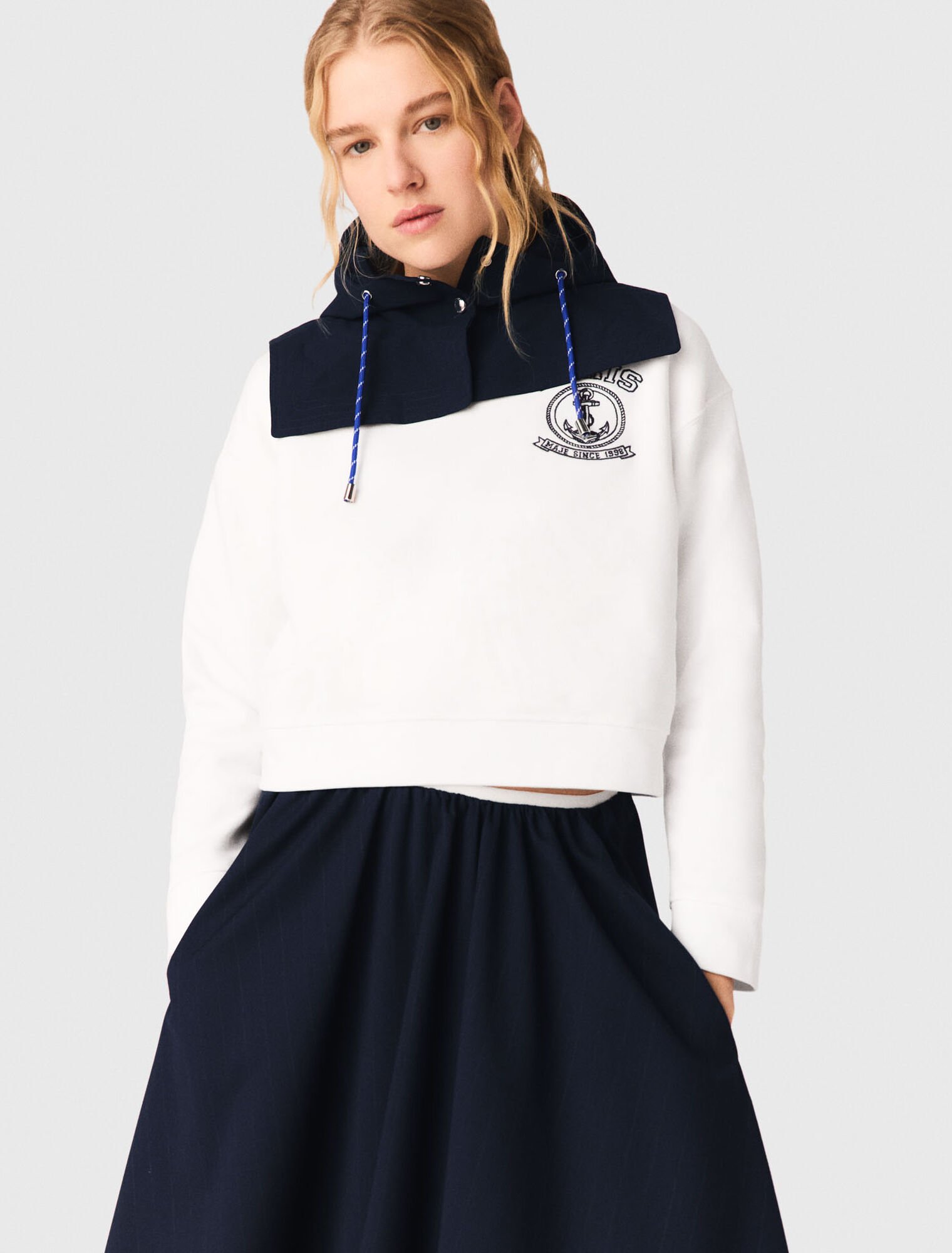 Sweatshirt &agrave; imprim&eacute; marin