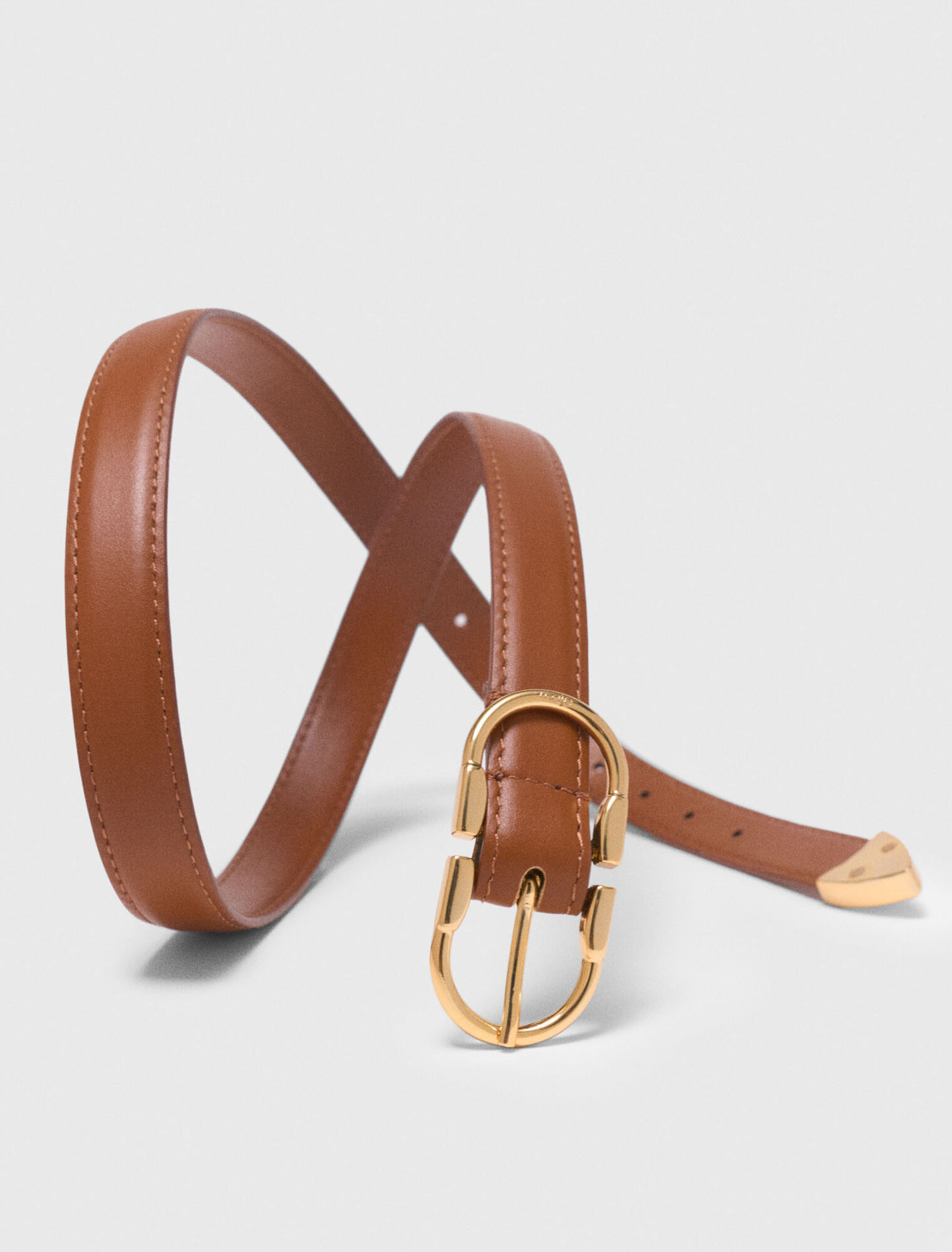 Ceinture en cuir &agrave; double boucle