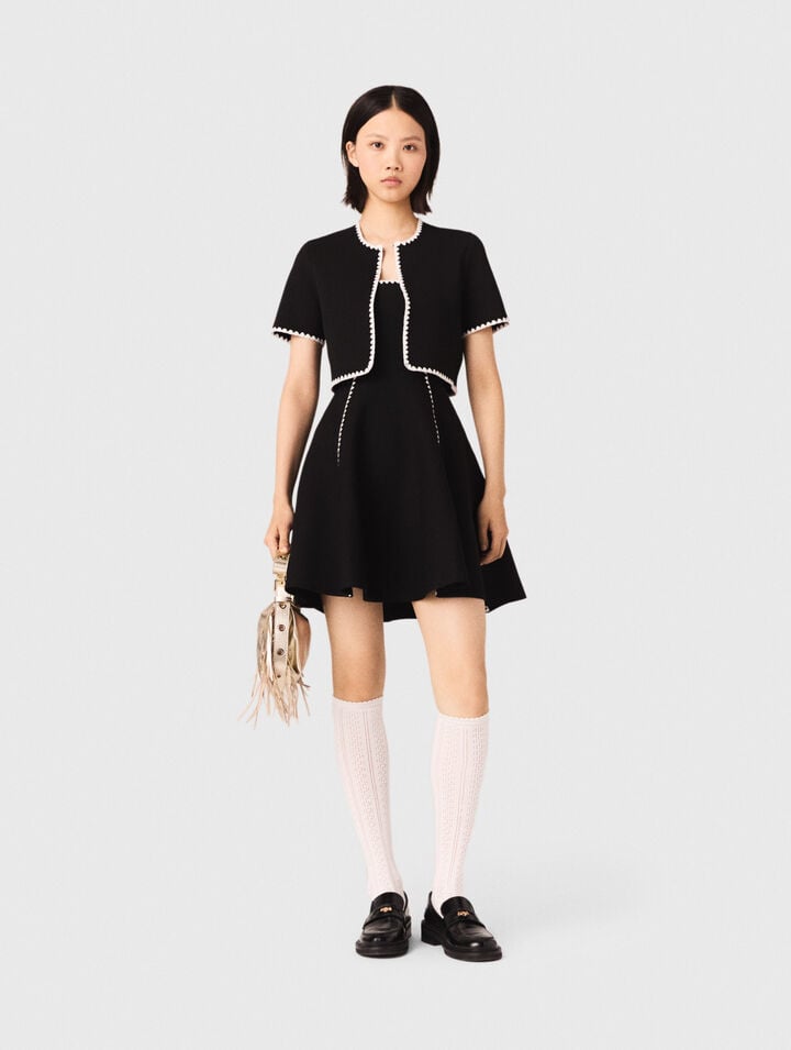 Cardigan court avec surpiqûres