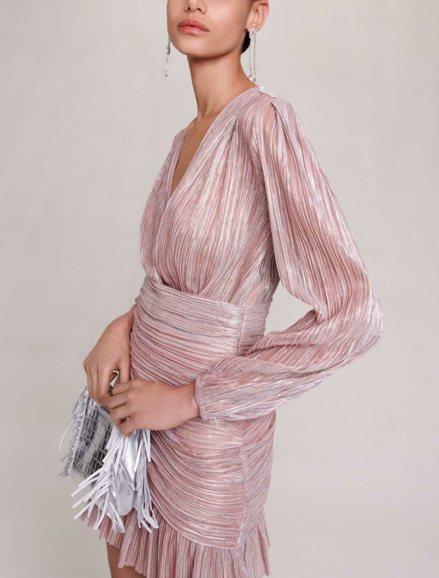 Robe plissée fibres métallisées