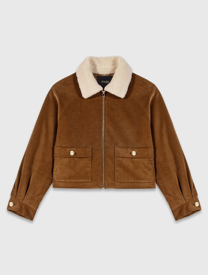 Veste courte en velours côtelé