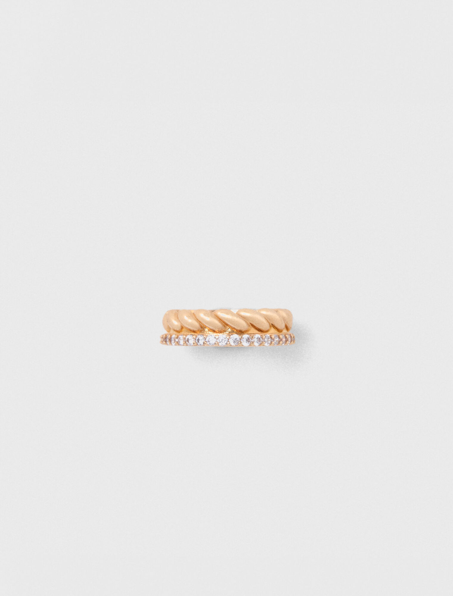 Bague dor&eacute;e torsad&eacute;e et strass&eacute;e