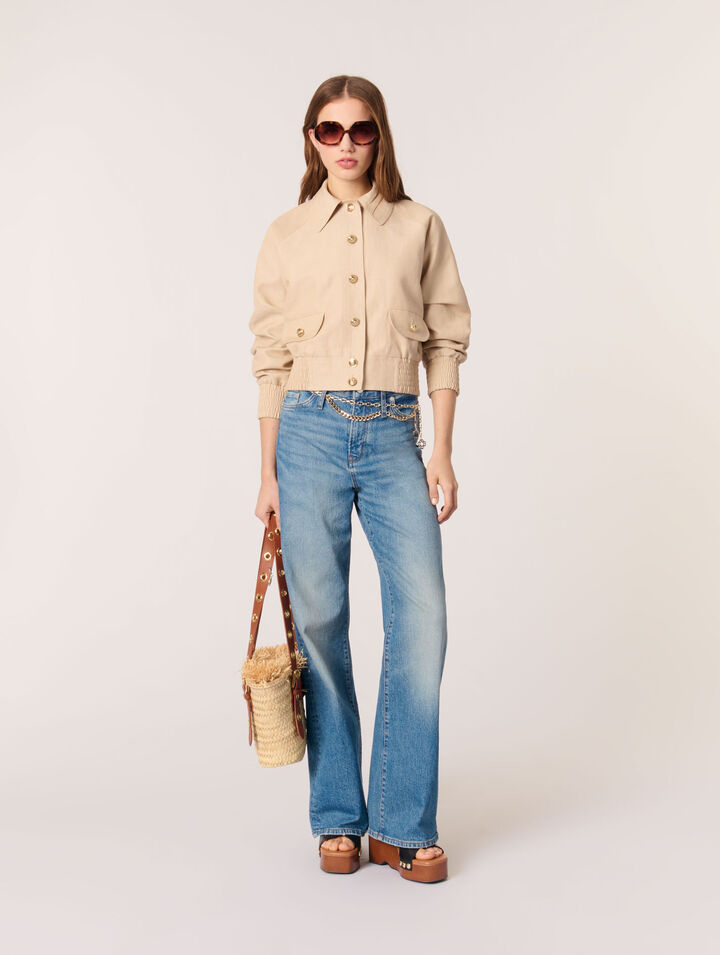 Blouson bomber en lin et coton