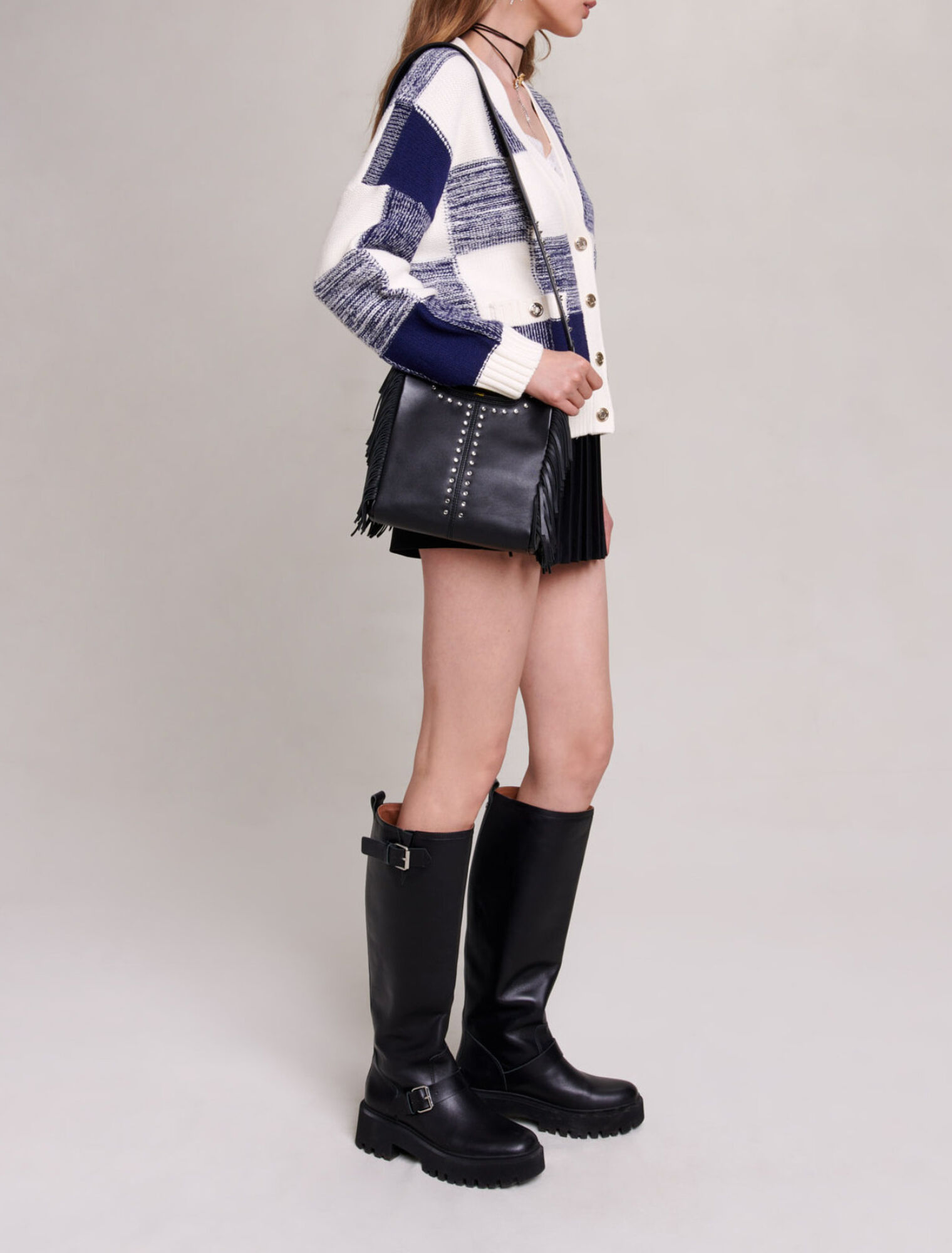 Cardigan en maille à carreaux