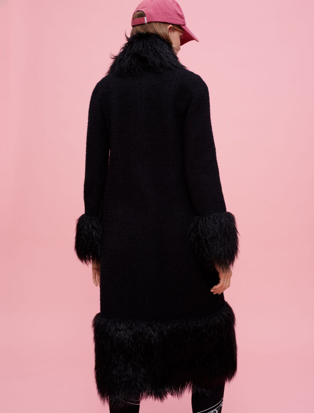 Manteau a contrastes en fausse fourrure