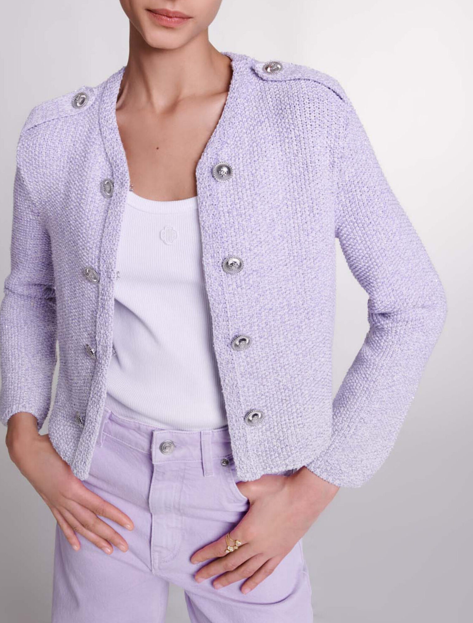 Cardigan court en maille sequins