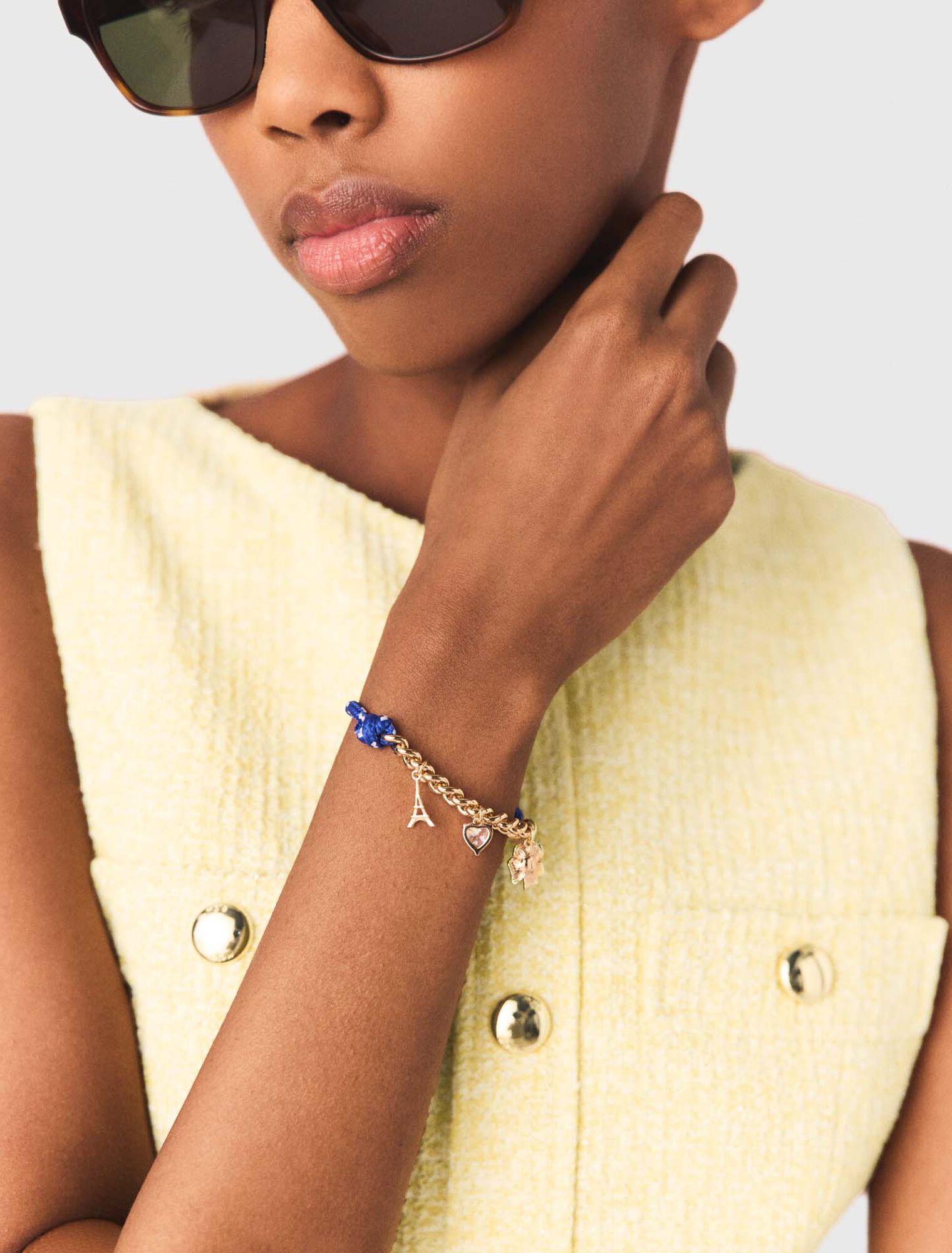 Bracelet chaine &agrave; cordon marin