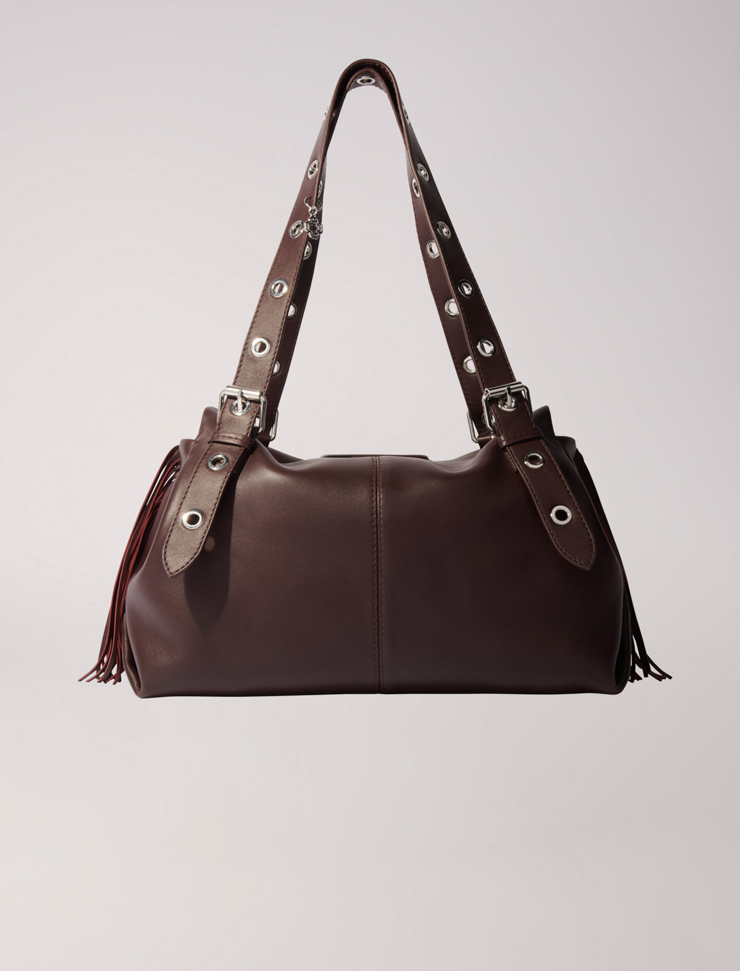 maje Sac Miss M XL en cuir lisse Burgundy