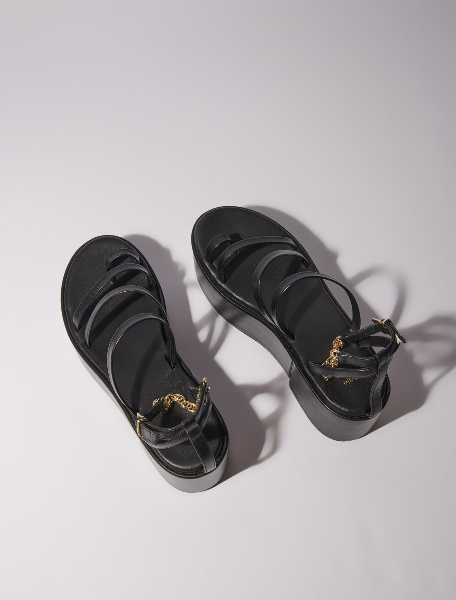 Sandales compensées en cuir