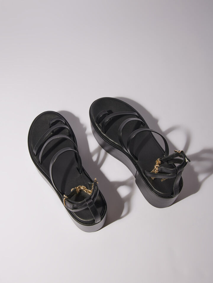 Sandales compensées en cuir