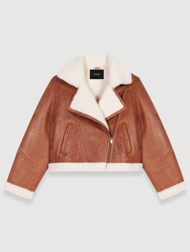 Blouson court en cuir d'agneau