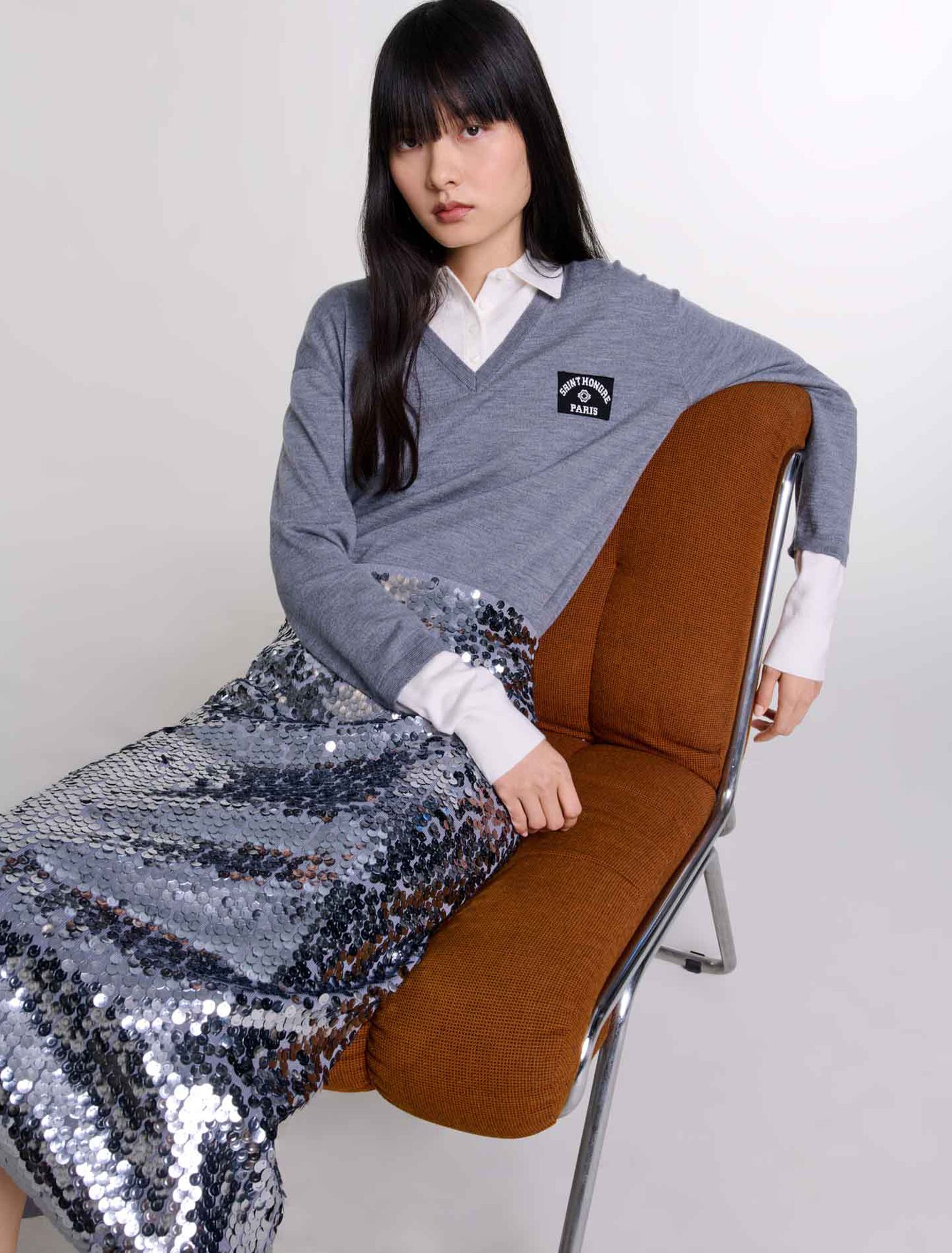 Jupe en maille ornée de sequins