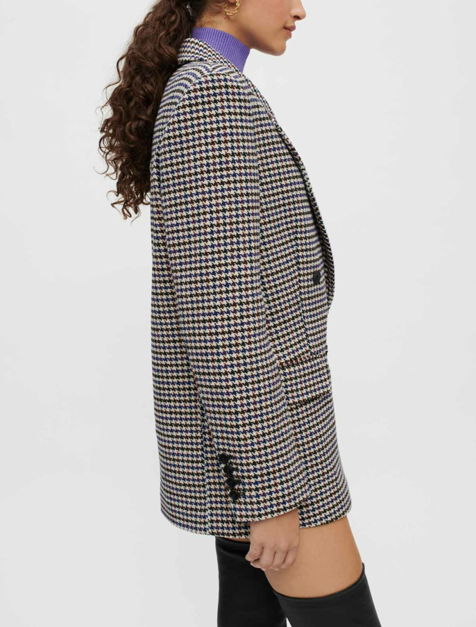 Veste large et épaisse en pied de poule