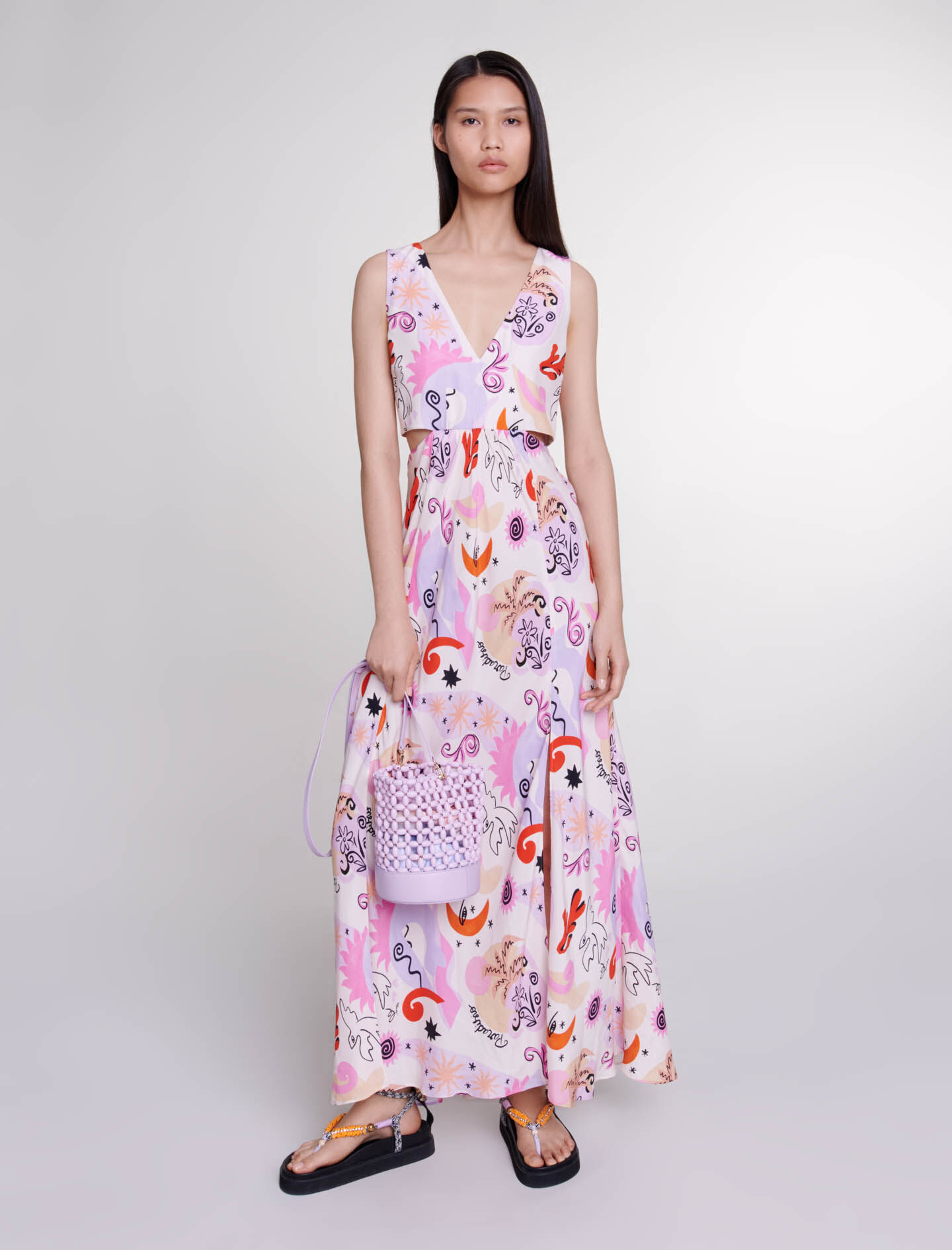 Robe longue ajouree en soie Robes longues Maje