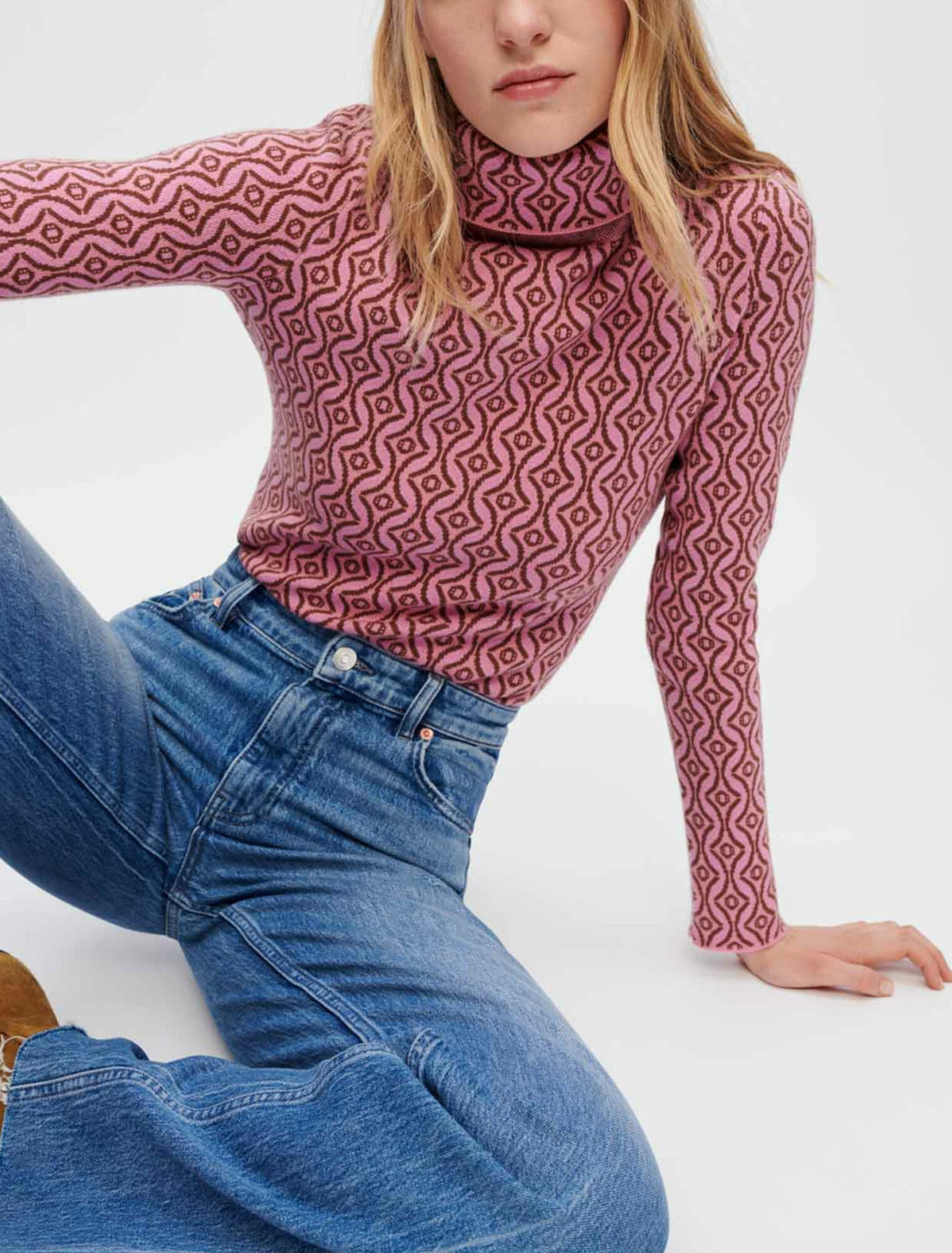 Pull ajusté en jacquard Clover Maje