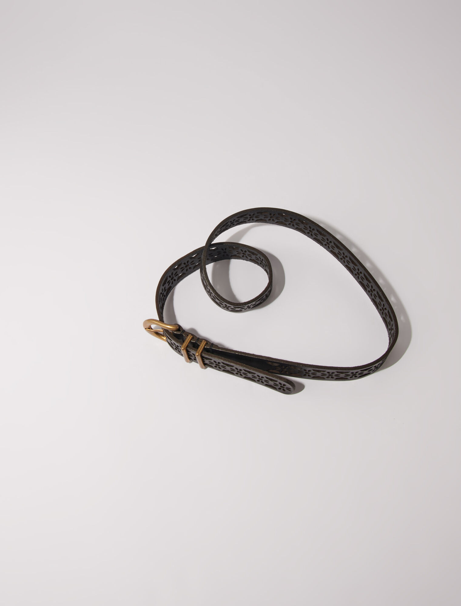 Ceinture en cuir détail fleurs