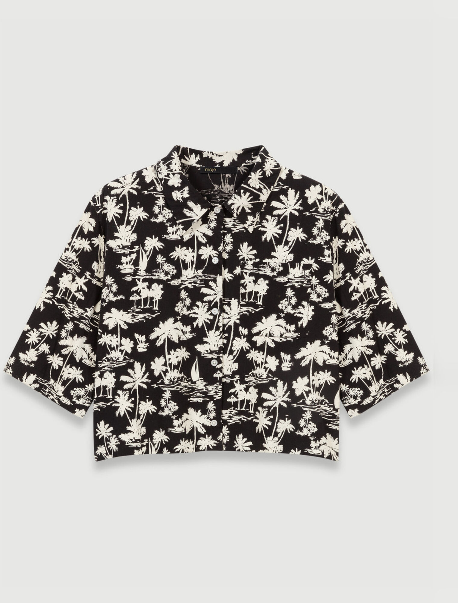 Chemise courte imprimé palmiers