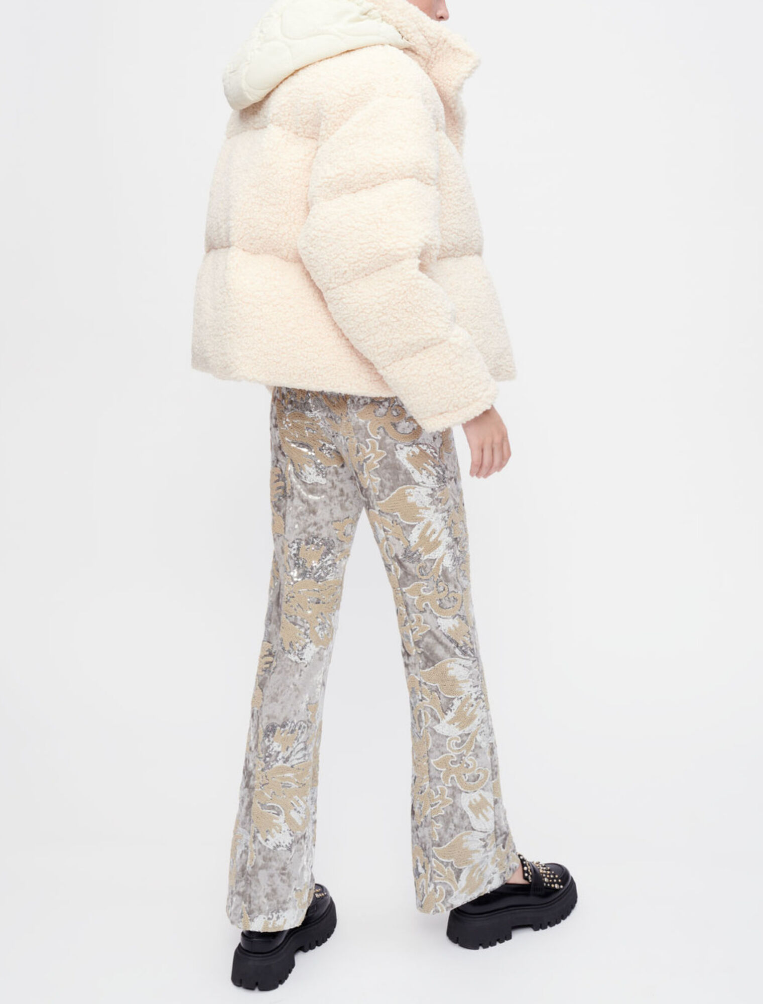 Pantalon en velours rebrodé de sequins