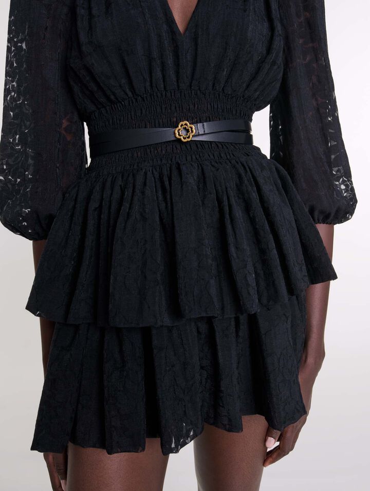Ceinture fine en cuir double tour