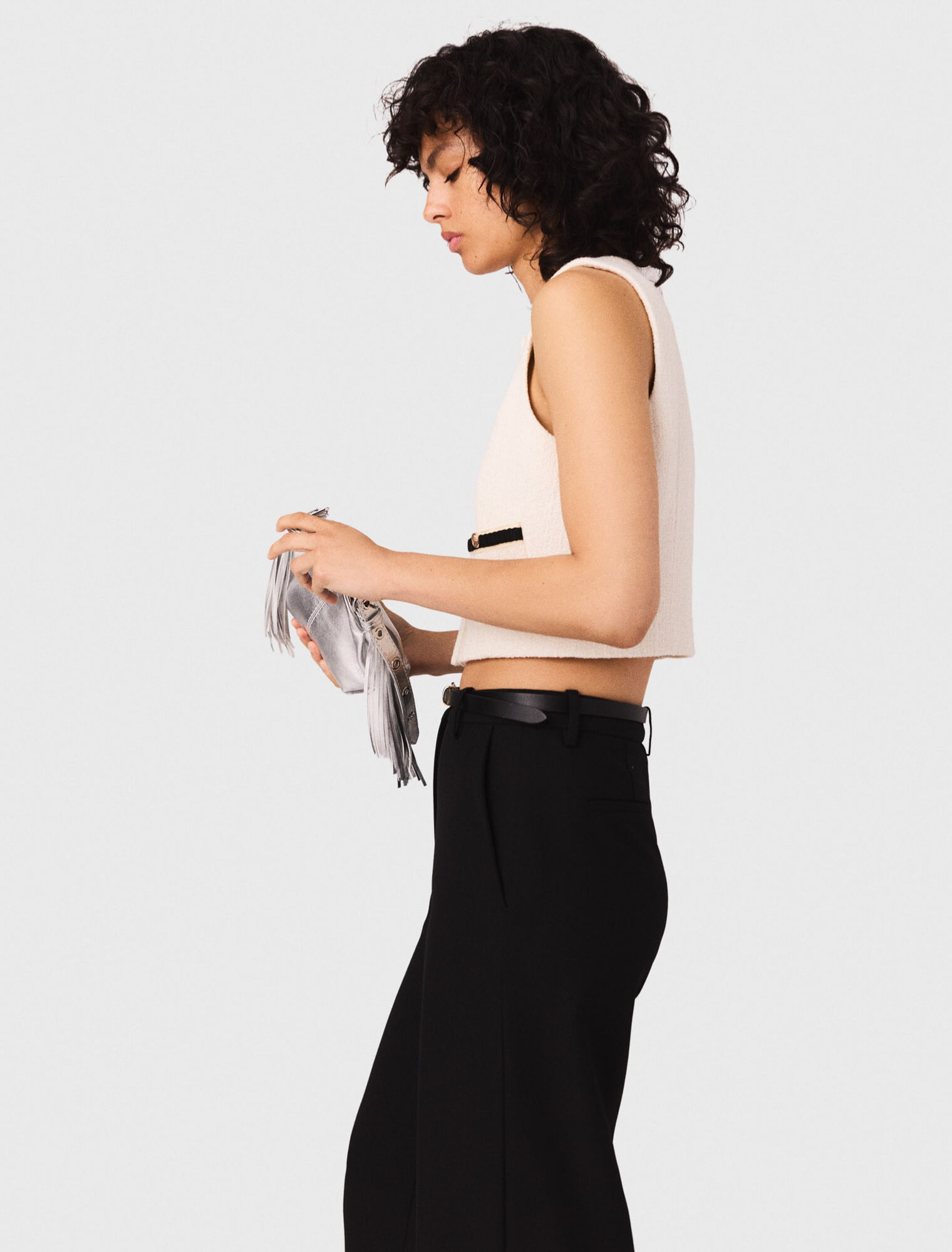 Top sans manches en tweed lurex