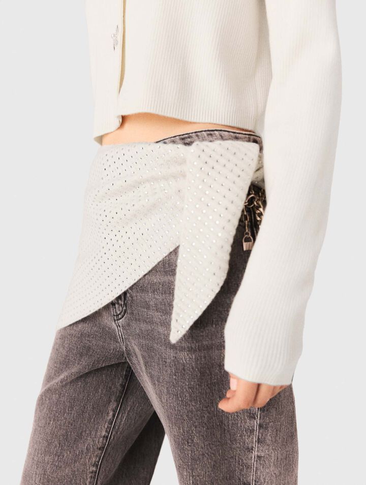 Echarpe triangle en laine strassée