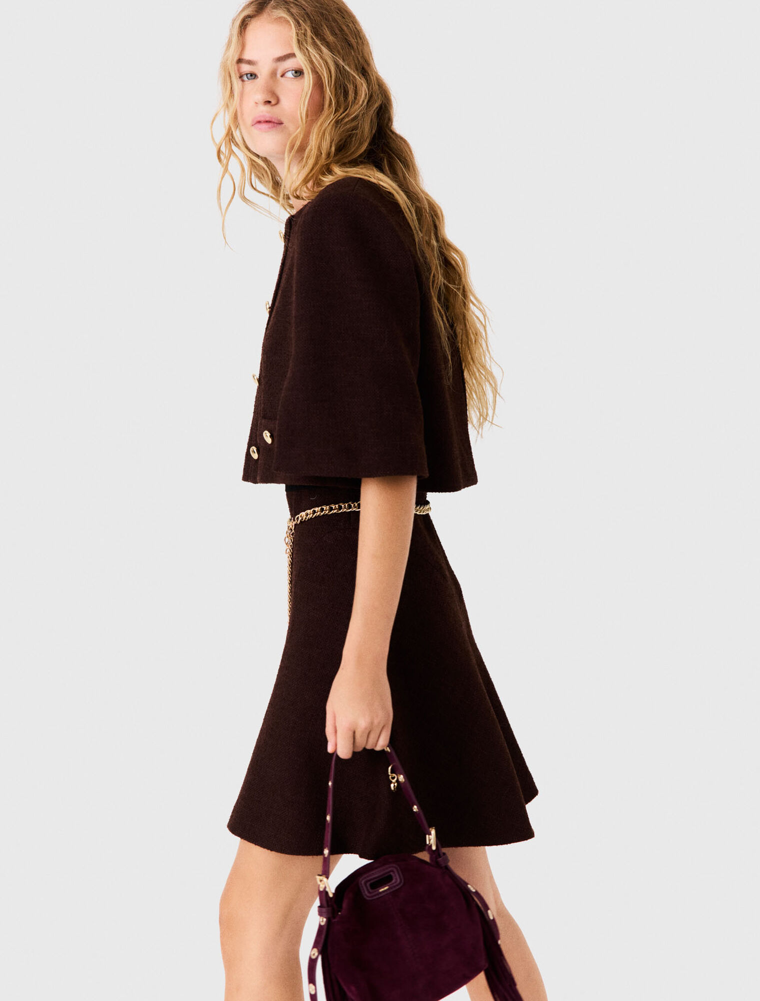 Robe cape 2-en-1 en tweed