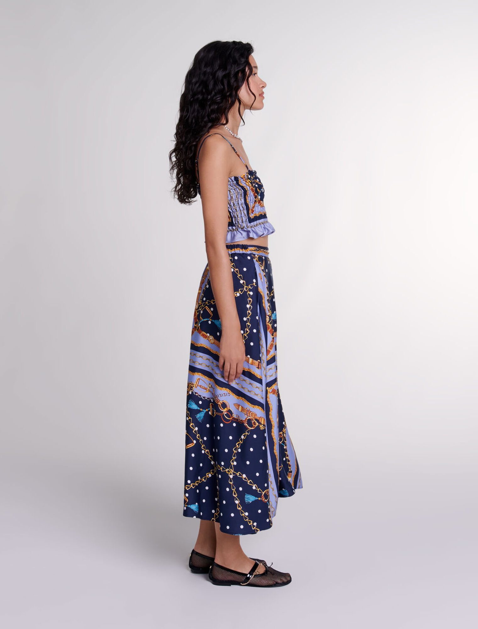 Jupe short satinée imprimée 
