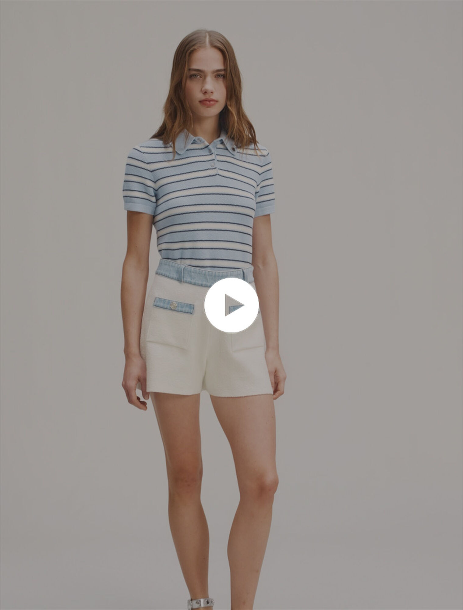 Short en maille et galons denim