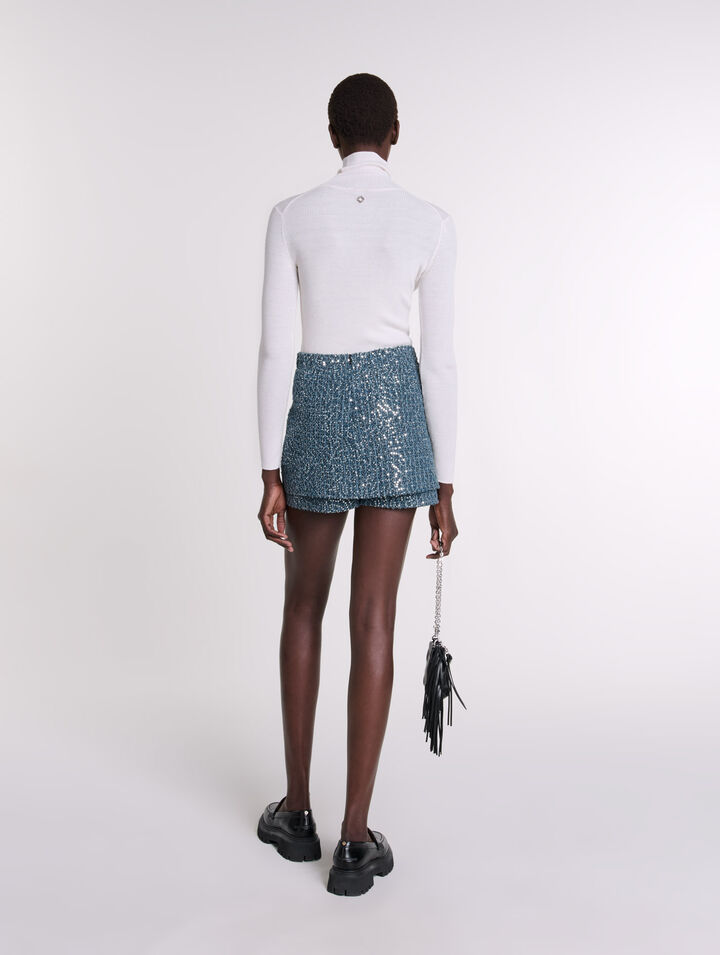 Short trompe l'œil en tweed