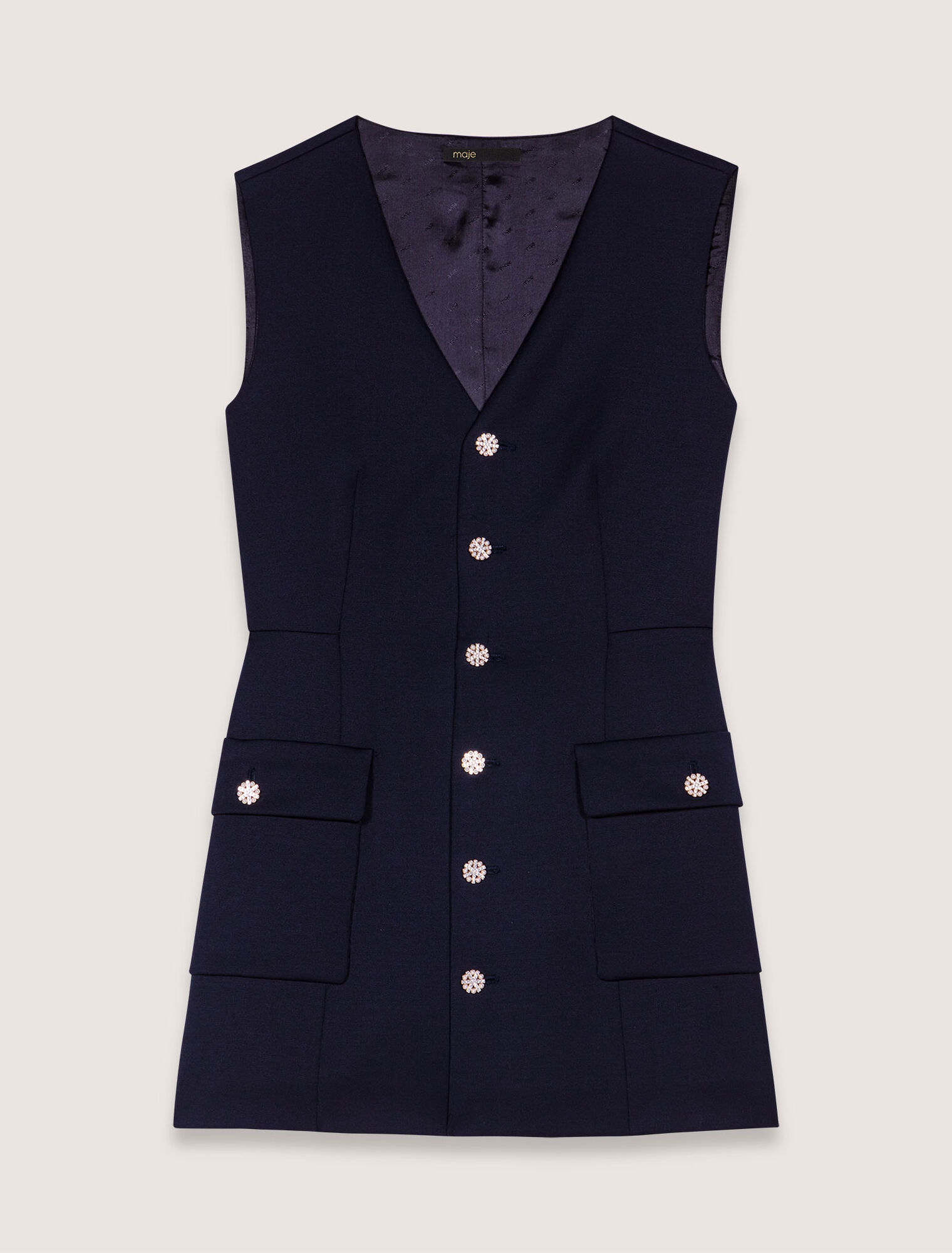 Robe trompe-l'œil en laine mélangée