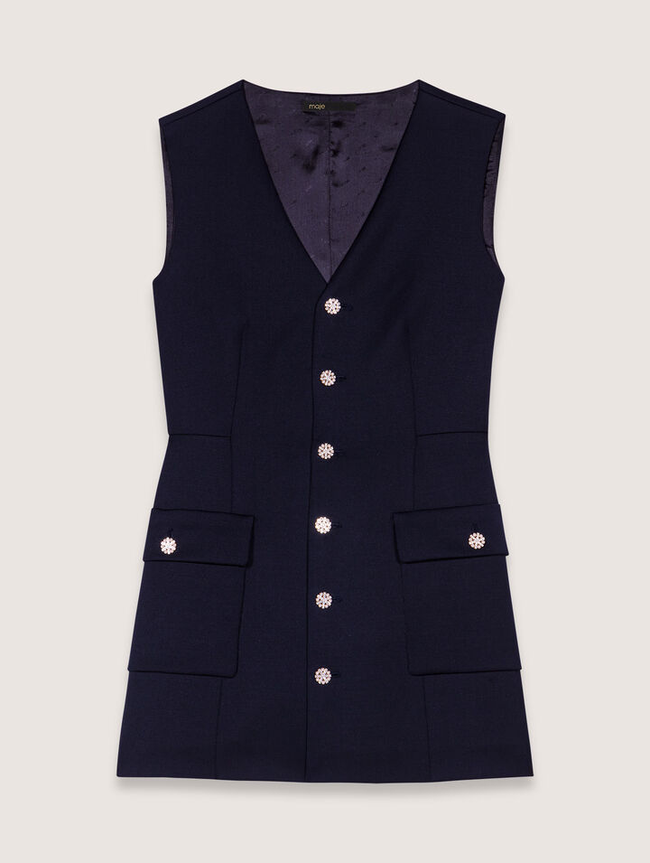 Robe trompe-l'œil en laine mélangée