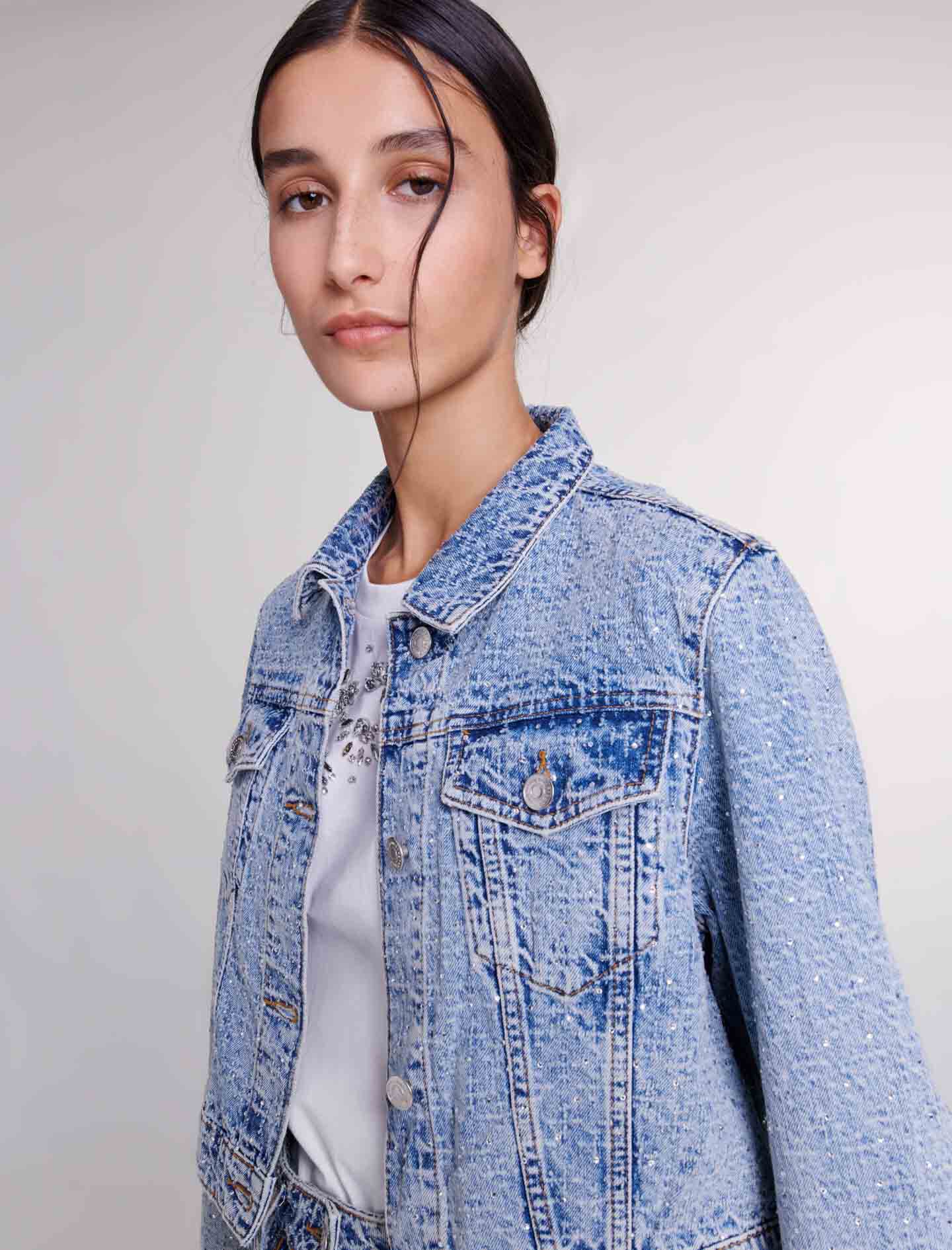 Blouson court jean femme online