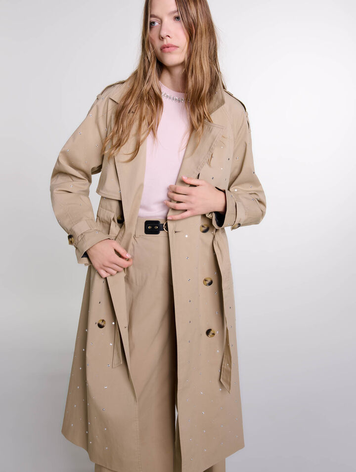 Trench clouté taille élastiquée