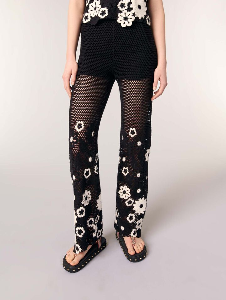 Pantalon en crochet floral