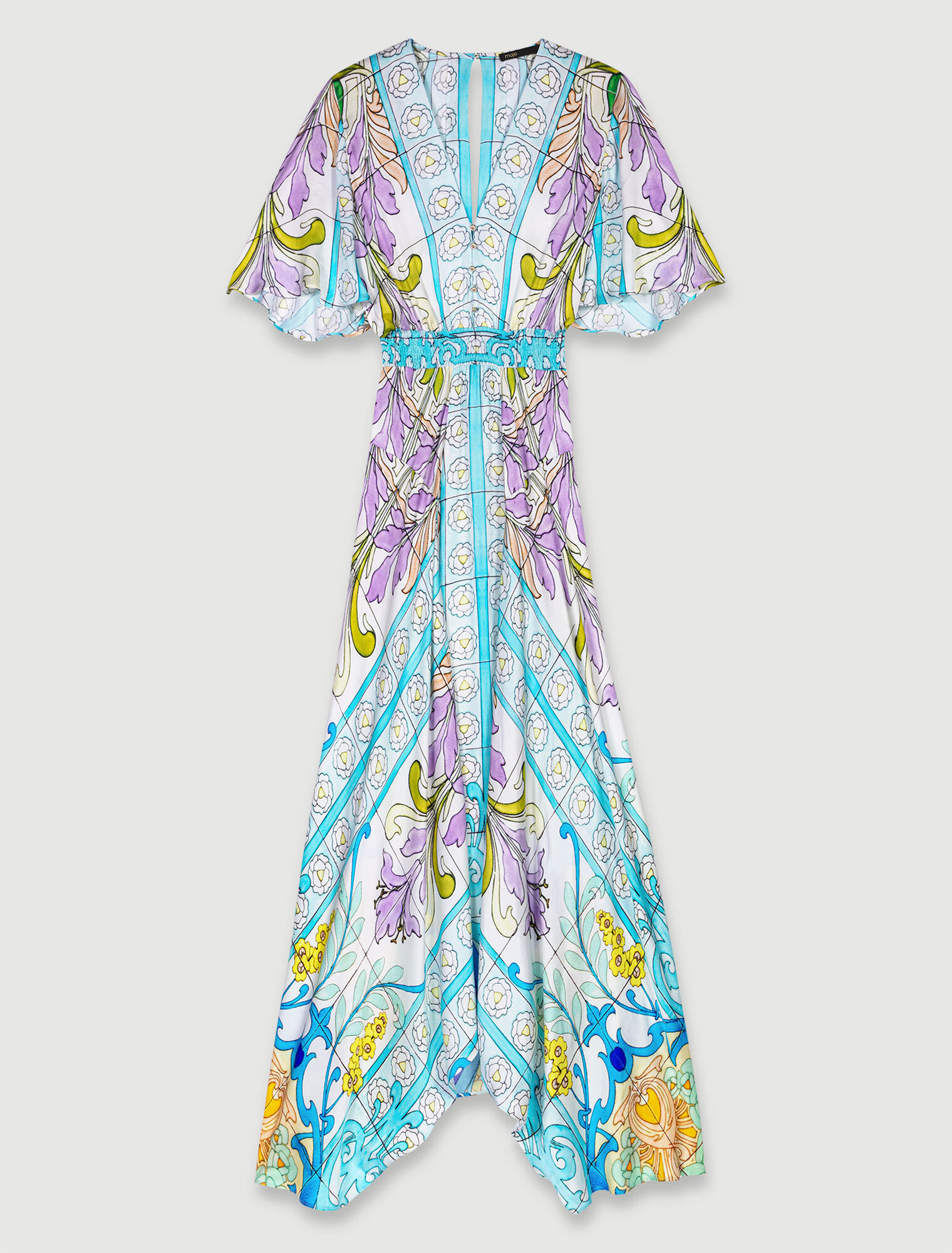 Robe longue imprimée satinée