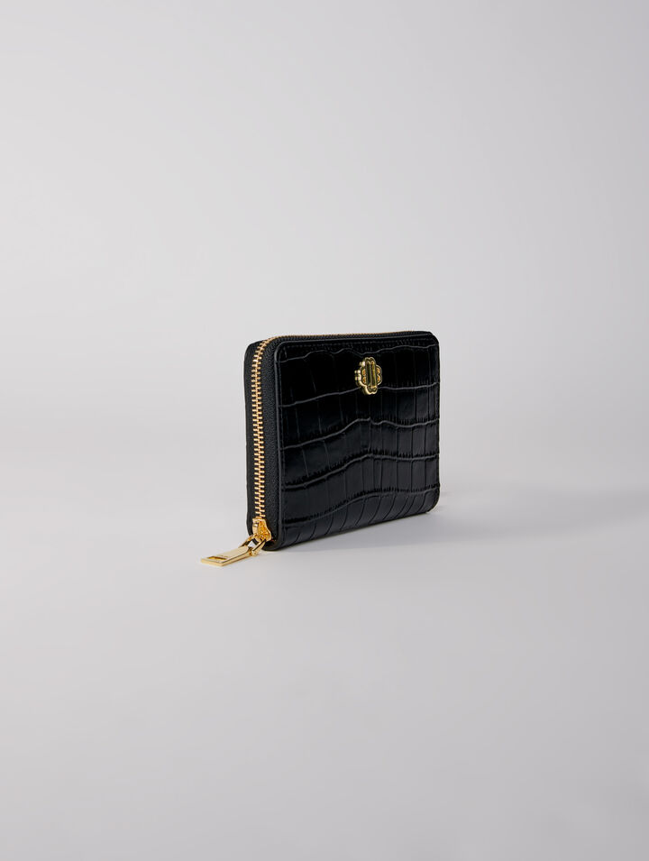 Portefeuille en cuir effet croco