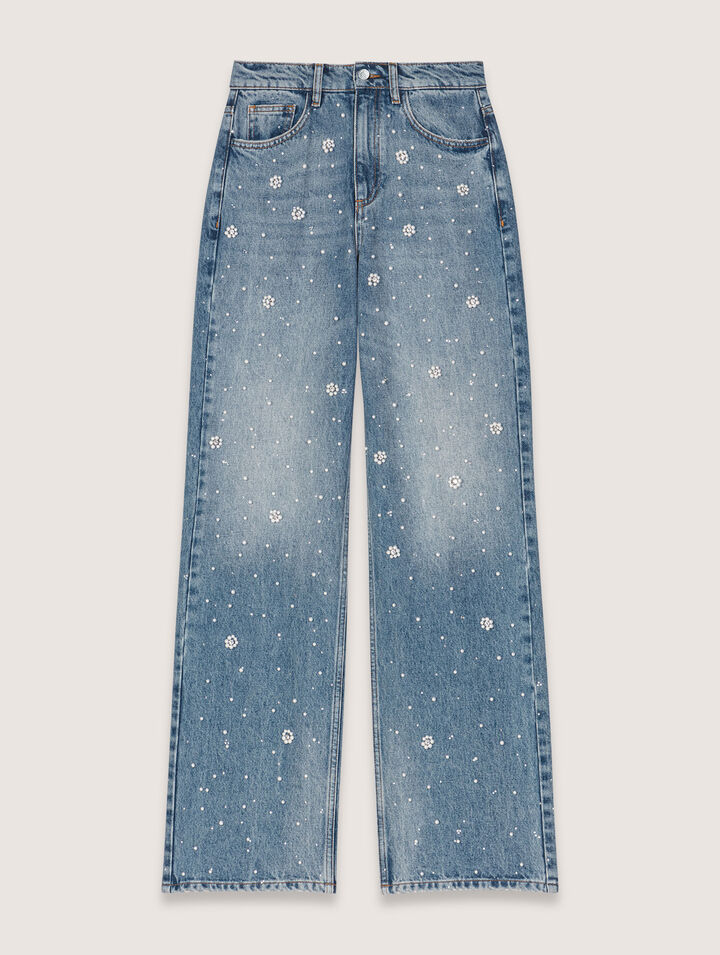 Jean large brodé