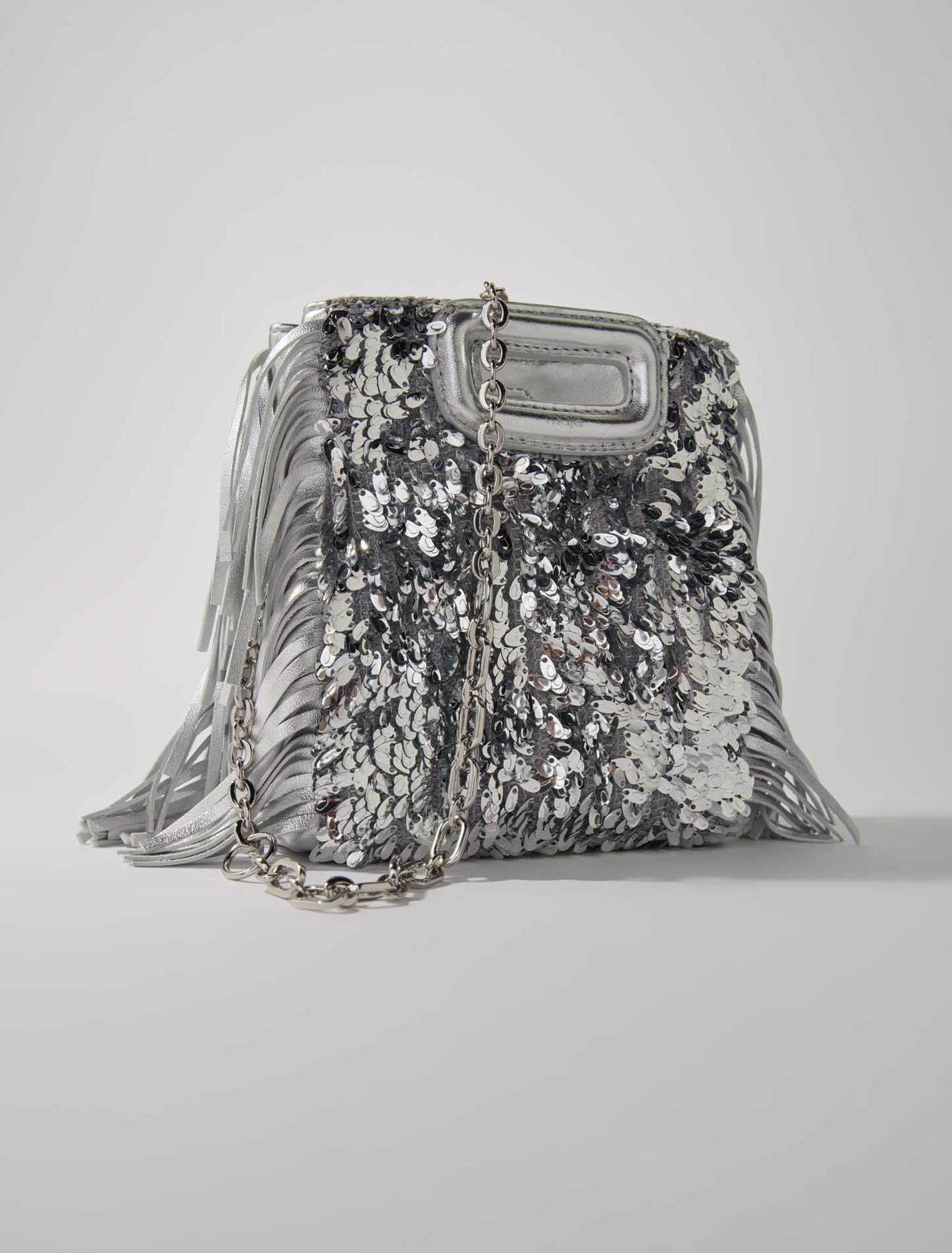 Sac M mini en sequins argents
