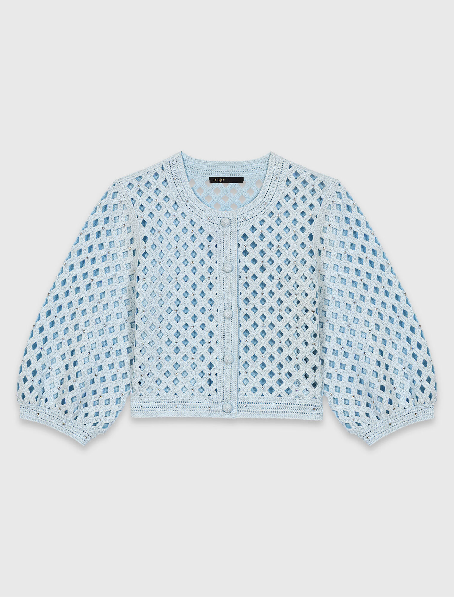 Cardigan en crochet strass&eacute;