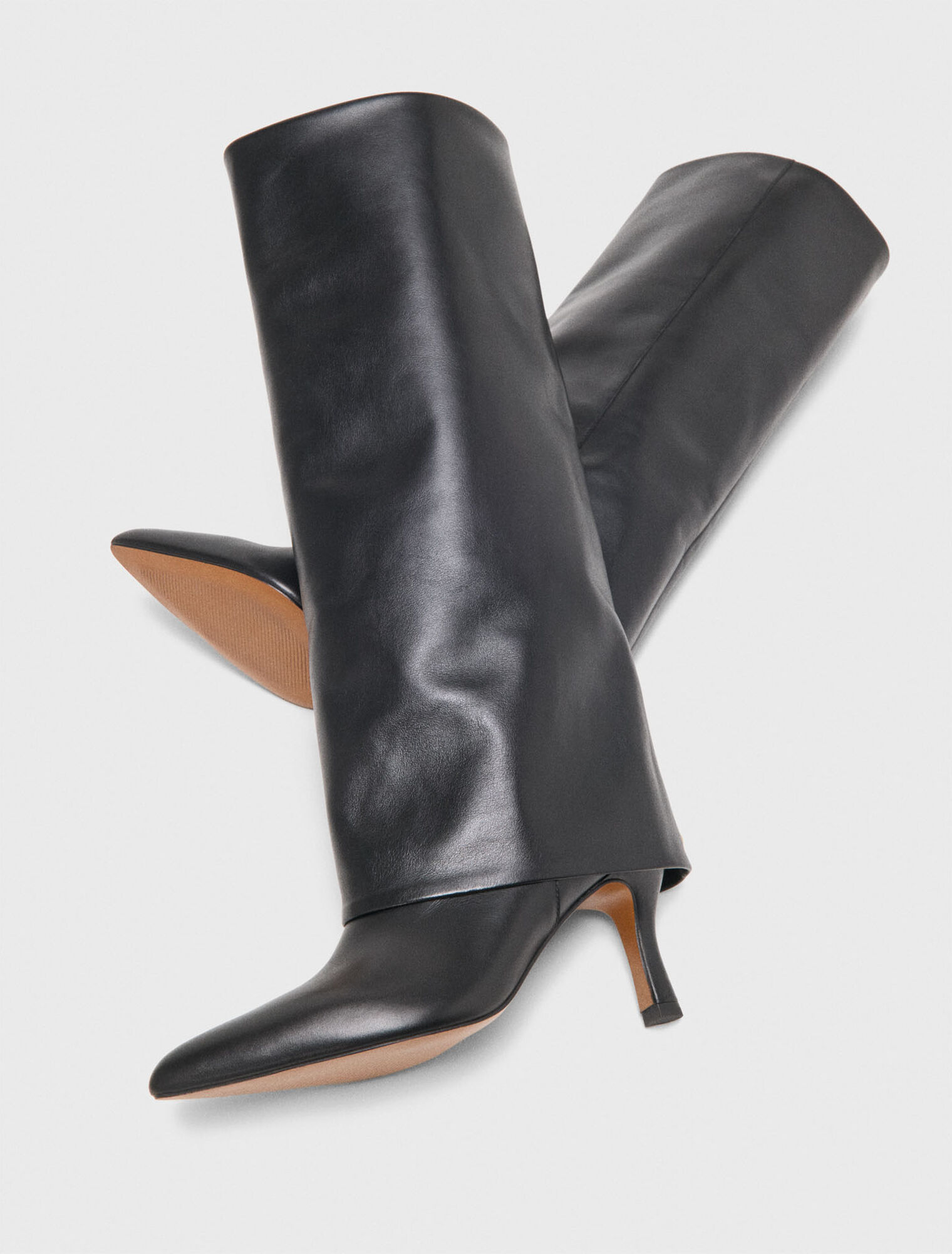 Bottes fourreau &agrave; talon en cuir