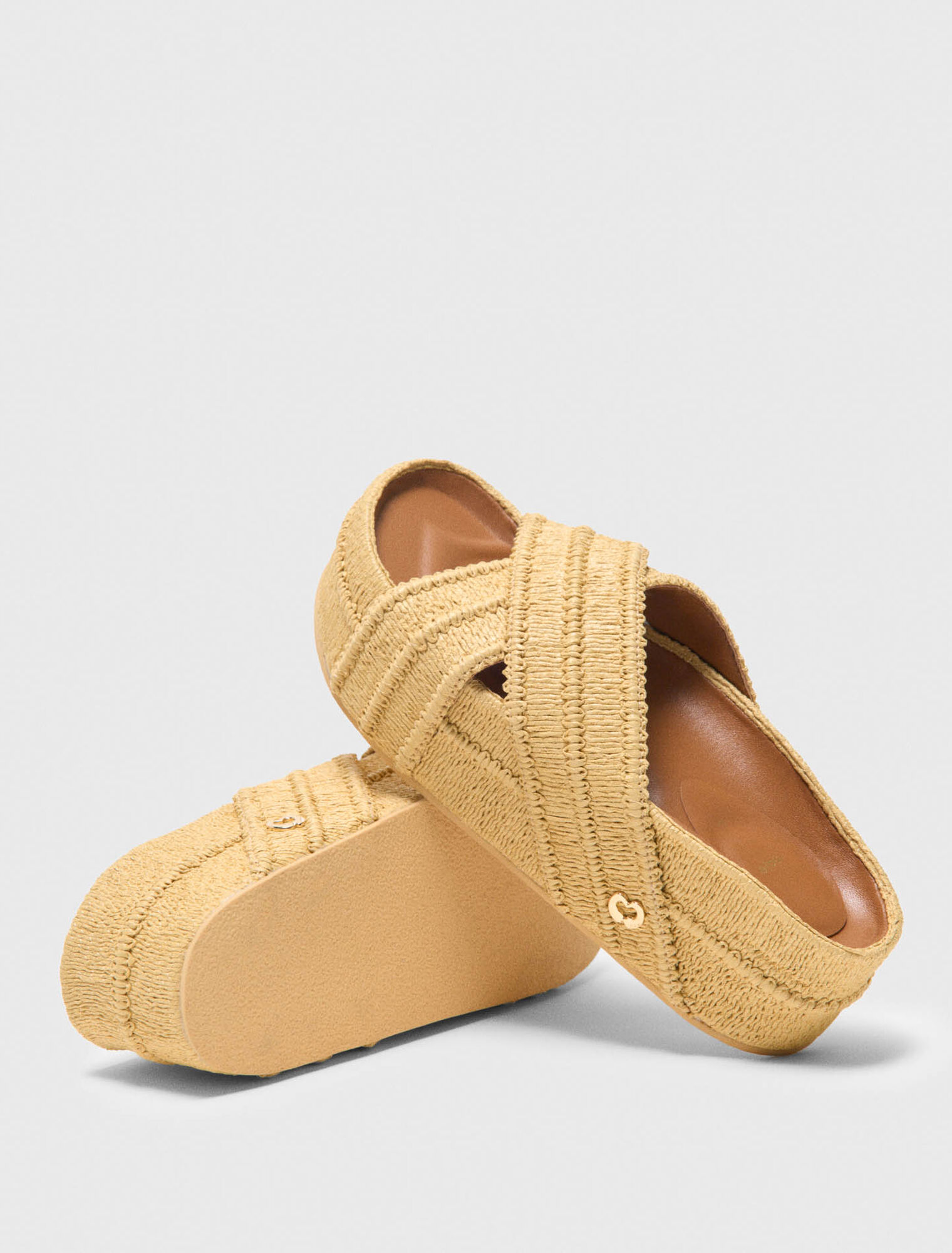 Mules &agrave; plateforme effet raphia