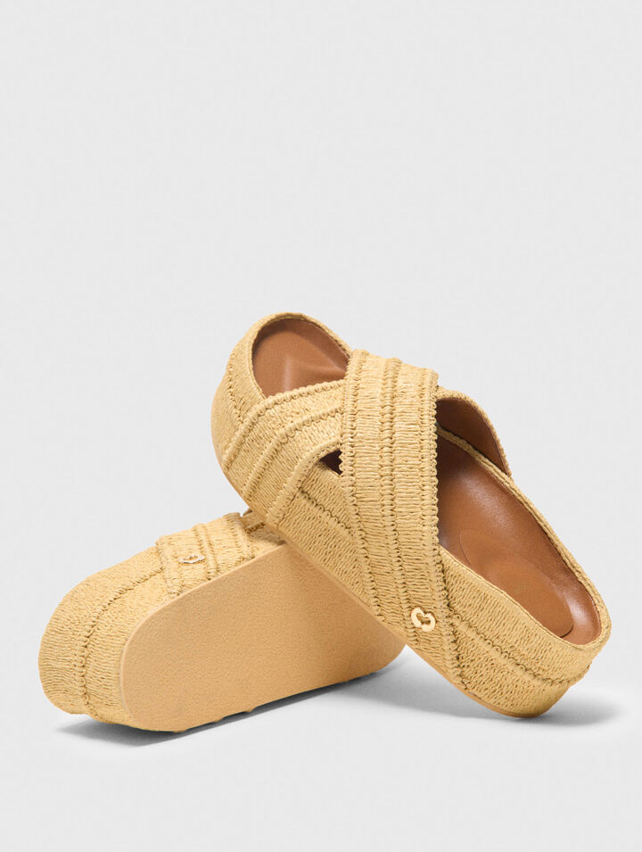 Mules &agrave; plateforme effet raphia