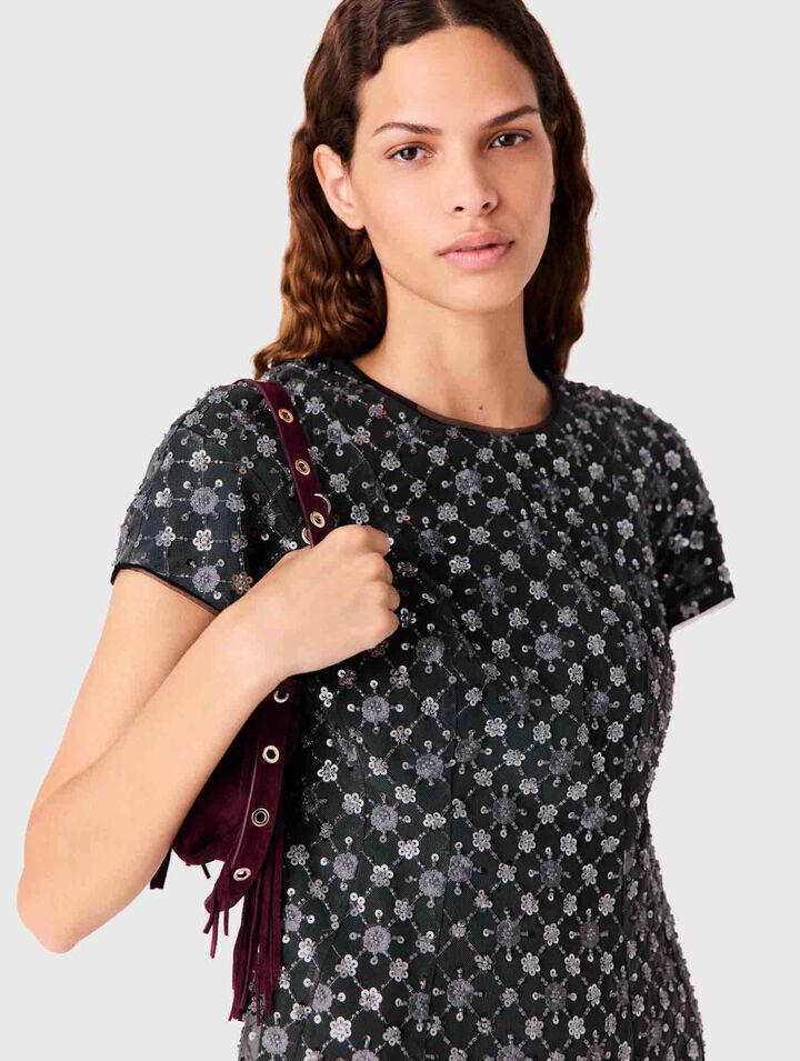 Robe courte strass&eacute;e