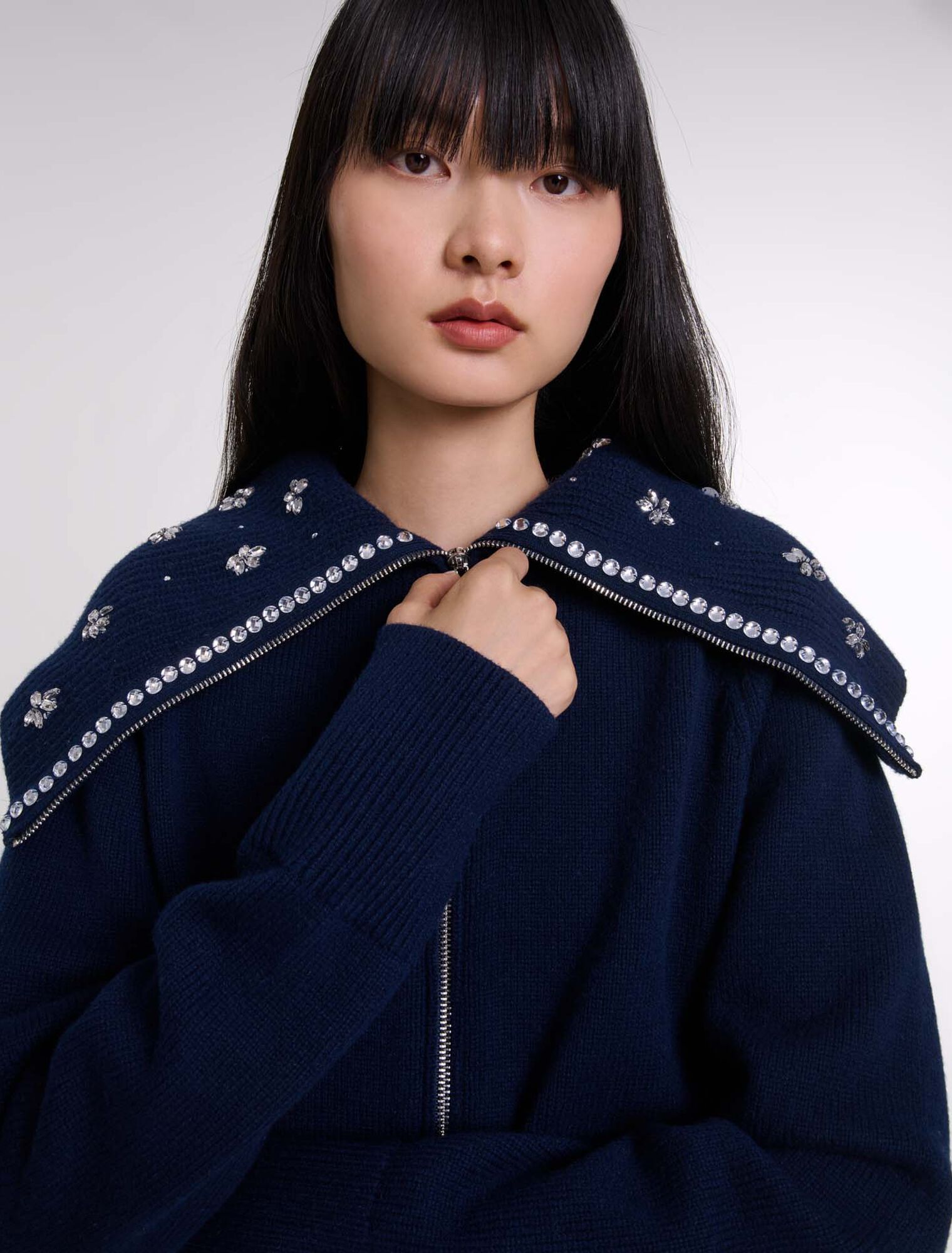 Cardigan col bijoux